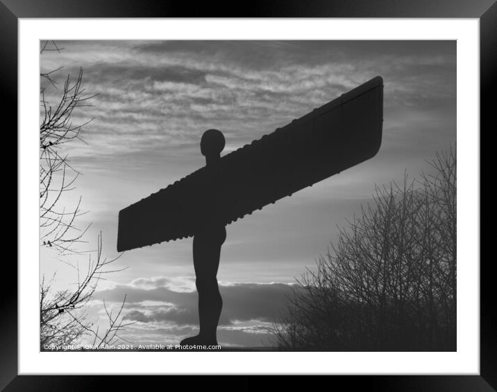 Angel of the North Mono Framed Mounted Print by Glen Allen