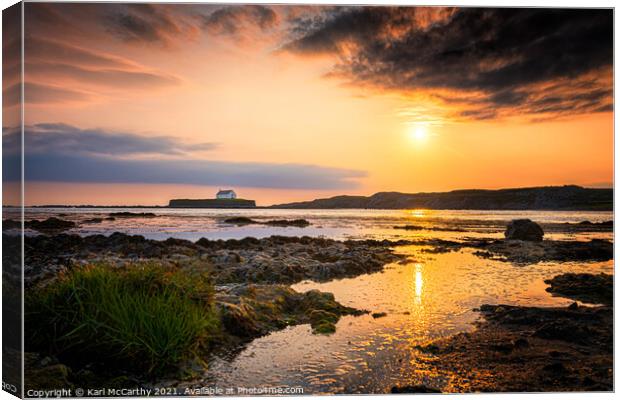 Sunset at St Cwyfan’s Church Canvas Print by Karl McCarthy