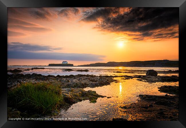 Sunset at St Cwyfan’s Church Framed Print by Karl McCarthy