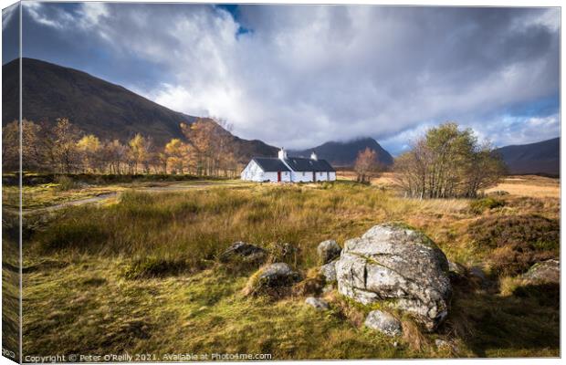 Blackrock Cottage, Glen Coe Canvas Print by Peter O'Reilly