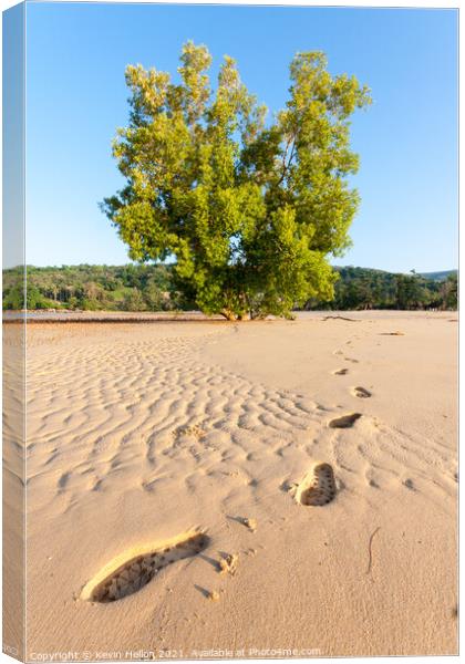 Footprints in the sand Canvas Print by Kevin Hellon