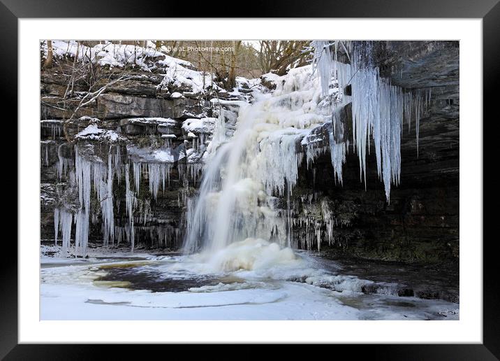 Summerhill Force and Gibsons Cave in Winter, Bowlees, Teesdale,  Framed Mounted Print by David Forster