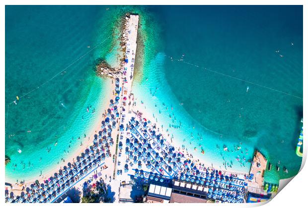 Aerial view of Poli Mora turquoise sand beach in Selce Print by Dalibor Brlek
