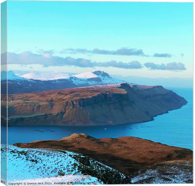 Scorrybreac & The Old Man of Storr Canvas Print by Donna Jack