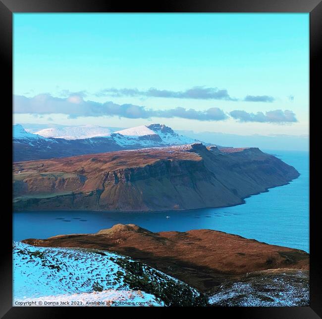 Scorrybreac & The Old Man of Storr Framed Print by Donna Jack