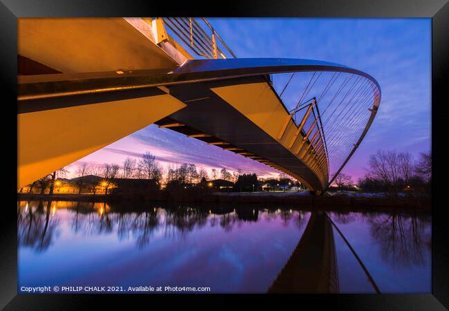 Millennium bridge sunrise in York   Framed Print by PHILIP CHALK