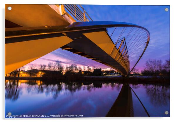 Millennium bridge sunrise in York   Acrylic by PHILIP CHALK