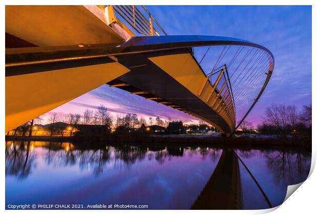 Millennium bridge sunrise in York   Print by PHILIP CHALK