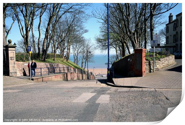 Down to the Beach at Filey in Yorkshire. Print by john hill