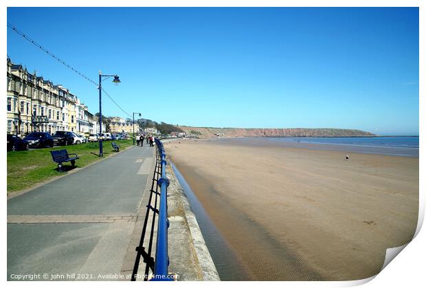 Seafront in April at Filey in Yorkshire Print by john hill