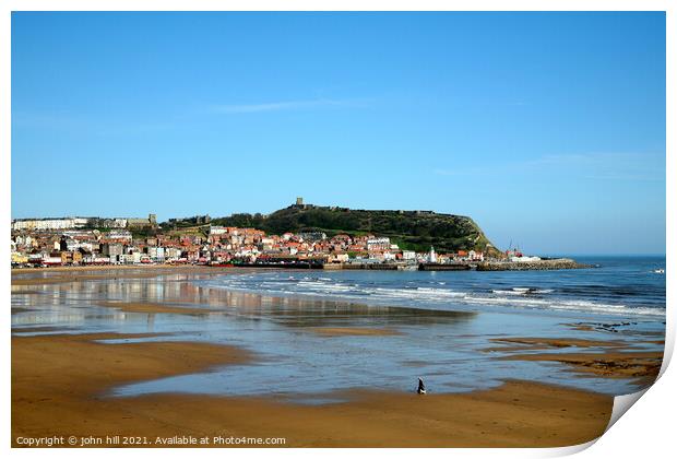 Scarborough at low tide in April Print by john hill