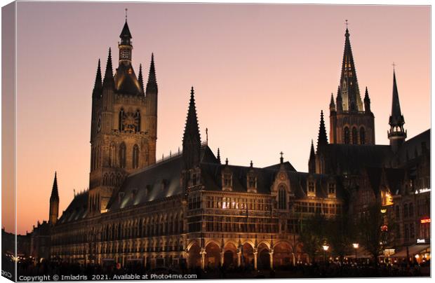 Ypres Cloth Hall, Belgium by Night Canvas Print by Imladris 