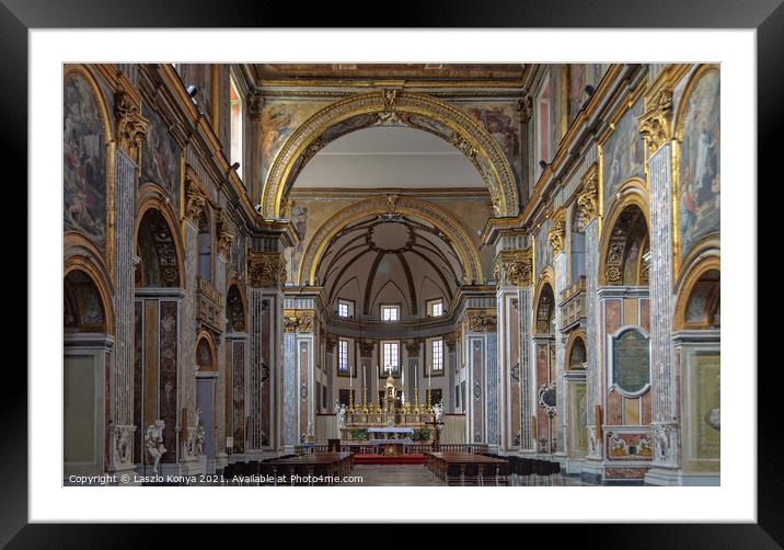 Interior of the Basilica di San Paolo Maggiore - Napoli Framed Mounted Print by Laszlo Konya