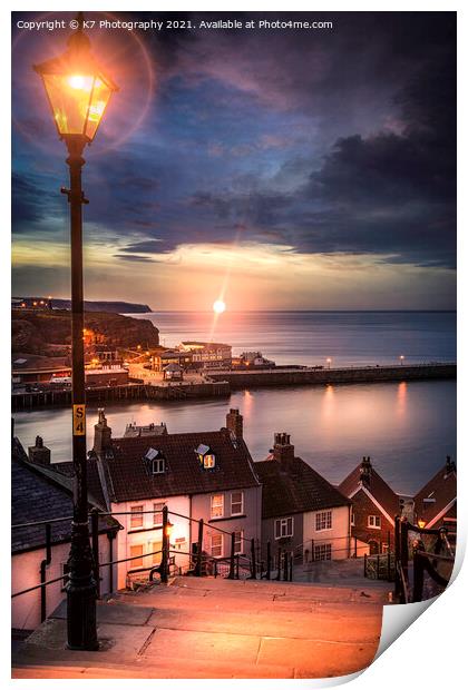 Majestic Views of Whitby Abbey Steps Print by K7 Photography