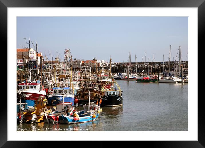 Scarborough harbour in Yorkshire. Framed Mounted Print by john hill