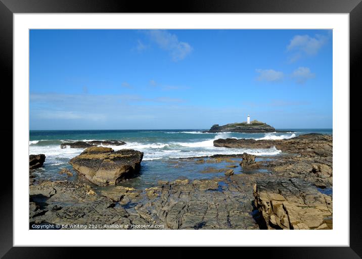 Lighthouse at Godrevy Framed Mounted Print by Ed Whiting