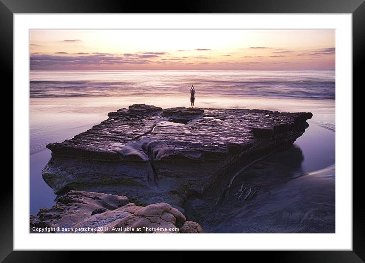 Ocean reflection at sunset Framed Mounted Print by zach petschek