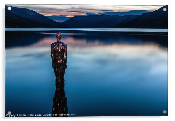 Mirror Man, Loch Earn Acrylic by Jim Monk