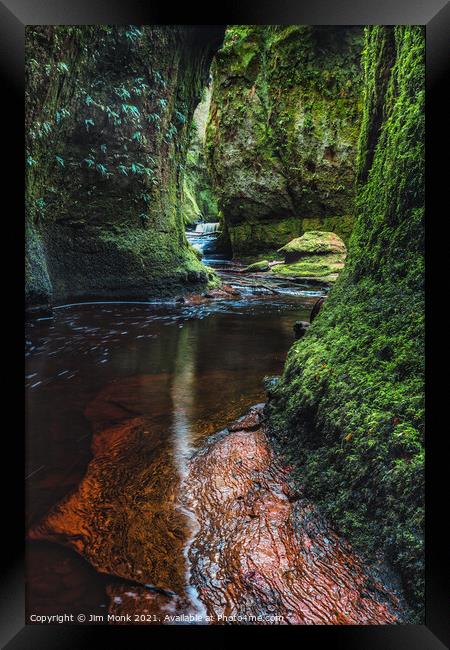 Devil's Pulpit, Finnich Glen Framed Print by Jim Monk