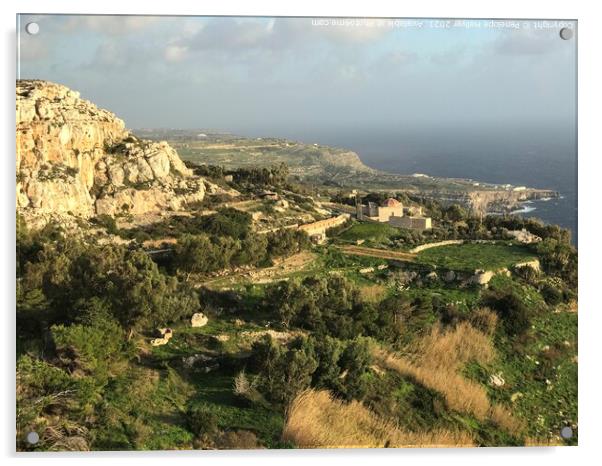 Maltese Landscape Acrylic by Penelope Hellyer