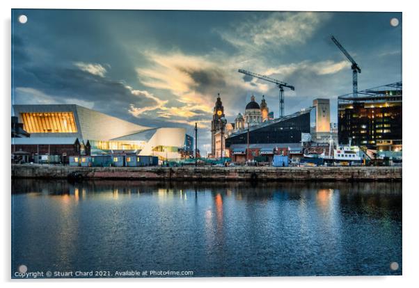 Liverpool skyline at night Acrylic by Travel and Pixels 