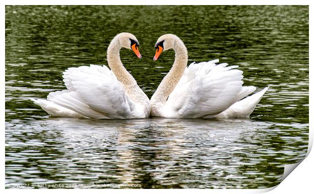  Swans, Swans Sweetheart love Print by kathy white