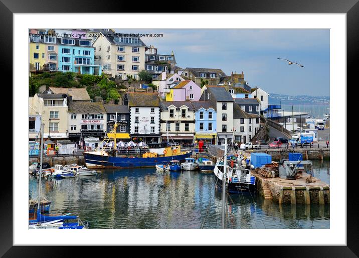 Seaward end of Brixham Harbour Framed Mounted Print by Frank Irwin