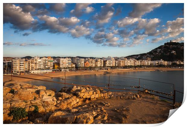 Sunrise at Sea Town of Blanes in Spain Print by Artur Bogacki