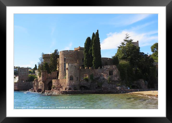 A view of the Chateau from the beach Framed Mounted Print by Ann Biddlecombe