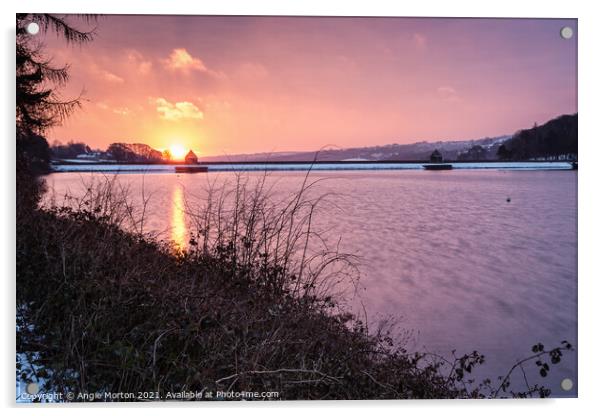 Damflask Winter Sunrise Acrylic by Angie Morton