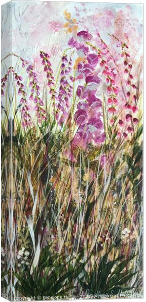 Foxgloves in the Wind Canvas Print by Penelope Hellyer