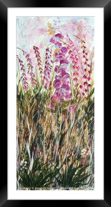 Foxgloves in the Wind Framed Mounted Print by Penelope Hellyer