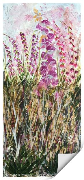 Foxgloves in the Wind Print by Penelope Hellyer
