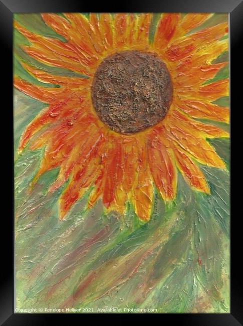 Mixed Media Sunflower Framed Print by Penelope Hellyer
