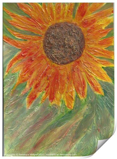 Mixed Media Sunflower Print by Penelope Hellyer