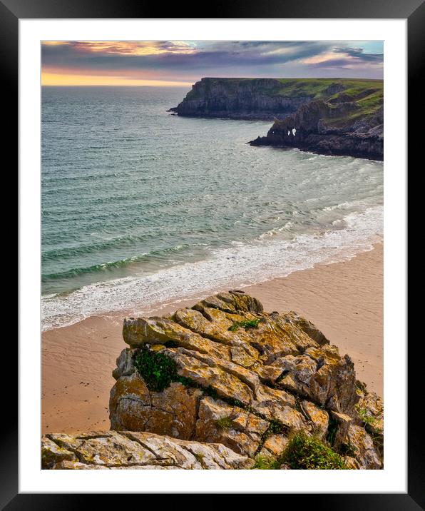 Barafundle Bay, Pembrokeshire, Wales, UK Framed Mounted Print by Mark Llewellyn