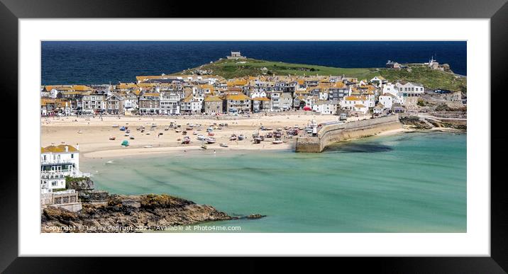 St Ives Bay Cornwall Framed Mounted Print by Lesley Pegrum