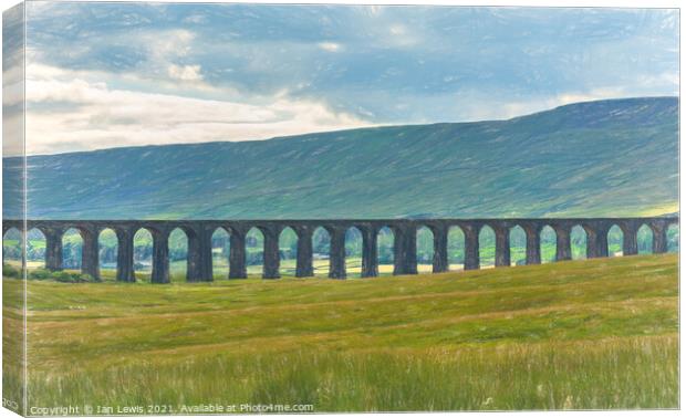 The Ribblehead Viaduct as a Digital Sketch Canvas Print by Ian Lewis