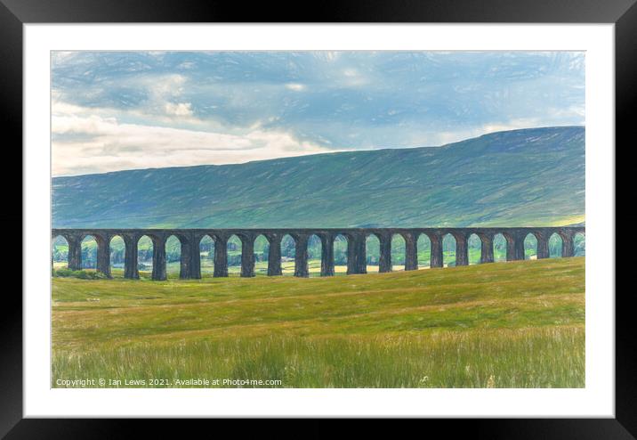 The Ribblehead Viaduct as a Digital Sketch Framed Mounted Print by Ian Lewis