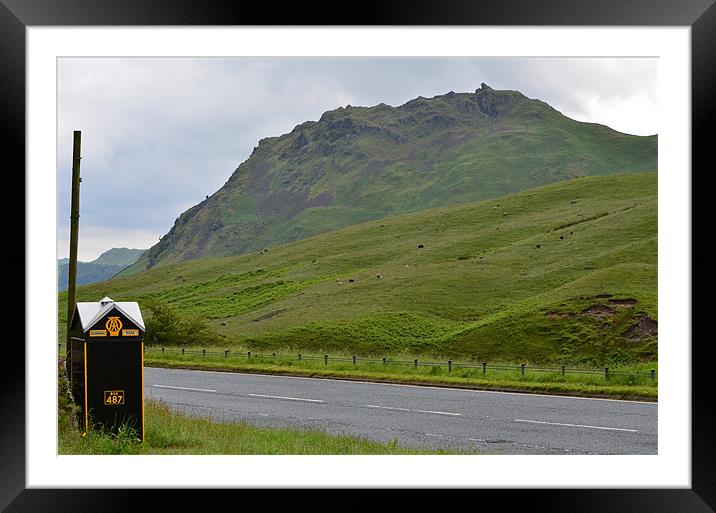 AA Phone Box & Helm Crag Framed Mounted Print by Paul Leviston