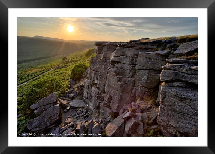 Burgage Edge at sunset Framed Mounted Print by Chris Drabble