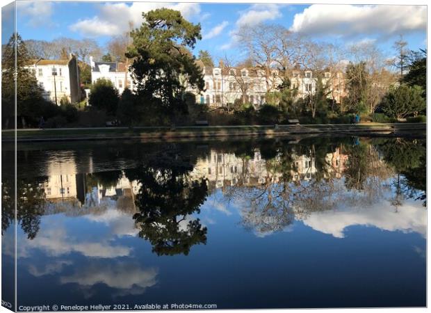Reflections at Alexandra Park Hastings Canvas Print by Penelope Hellyer