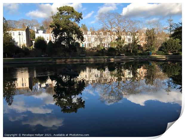 Reflections at Alexandra Park Hastings Print by Penelope Hellyer