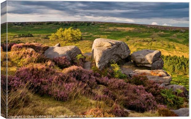 Carl Wark's Rocks and edges in evening light Canvas Print by Chris Drabble