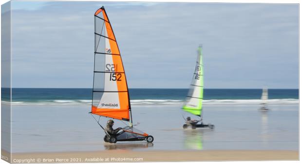 Sand Yachts on Hayle Beach, St Ives Bay, Cornwall Canvas Print by Brian Pierce