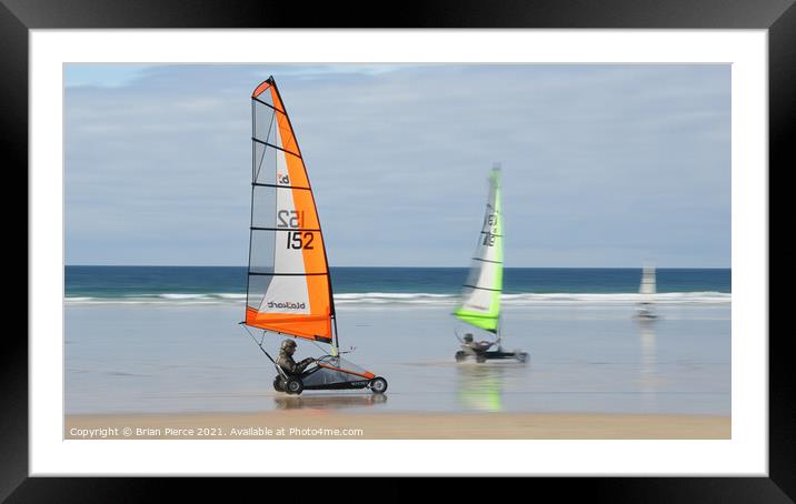 Sand Yachts on Hayle Beach, St Ives Bay, Cornwall Framed Mounted Print by Brian Pierce