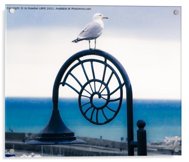 Lyme Regis Seagull Acrylic by Jo Sowden