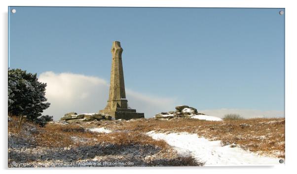 Carn Brea and the Basset Monument in Winter  Acrylic by Brian Pierce