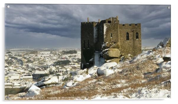 Carn Brea Castle in Winter Acrylic by Brian Pierce