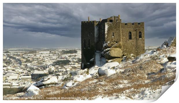 Carn Brea Castle in Winter Print by Brian Pierce